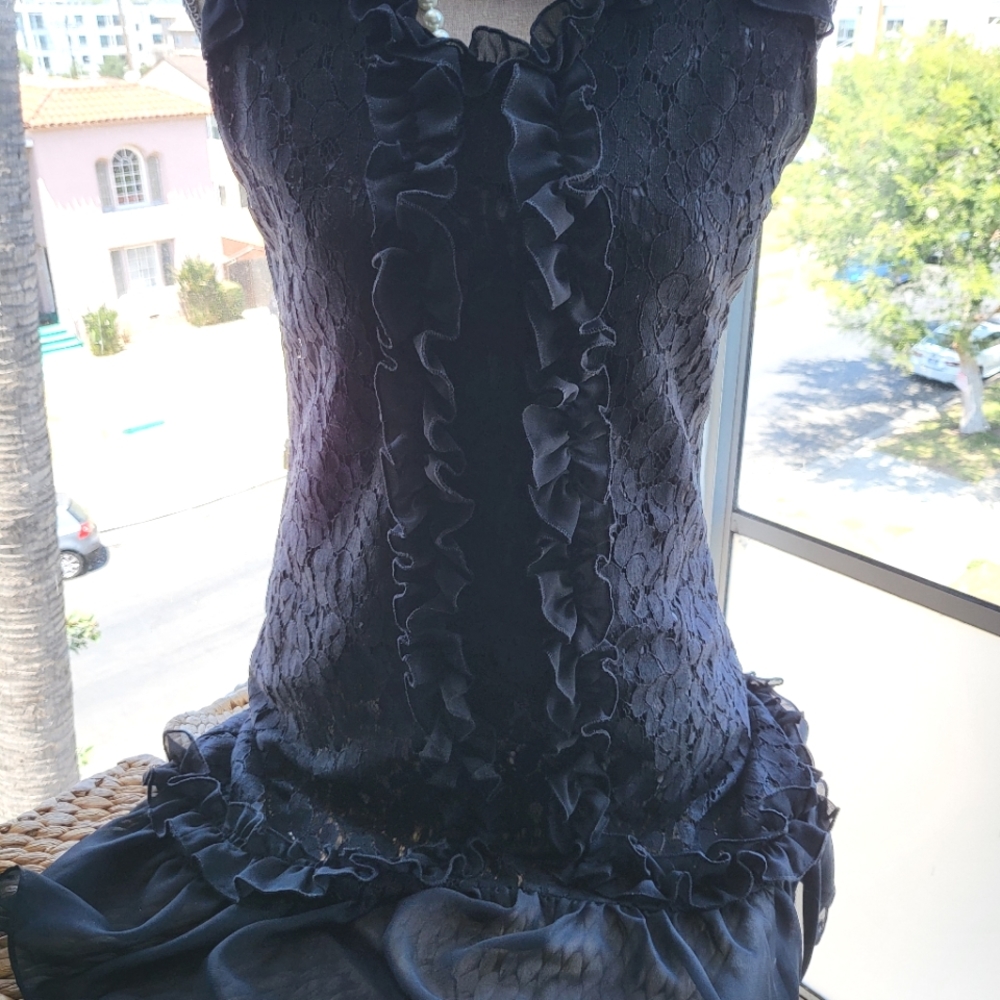 #37 lace black mini dress